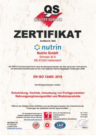 Zertifikat Qualitätsmanagement nutrin